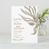 Elegantes, modernes Botanisches Floral- und Goldsc Einladung (Stehend Vorderseite)