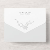 Elegantes modernes botanisches Foto-Silber All In One Einladung (Rückseite)