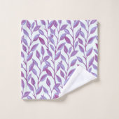 Elegantes modernes botanisches Lila Blätter-Muster Badhandtuch Set (Waschlappen)