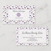 Elegantes modernes Botanisches Monogramm mit Lila  Visitenkarte (Vorne/Hinten)