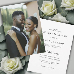 Elegantes modernes Brautpaar-Foto Hochzeit  Einladung
