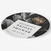 Elegantes modernes Brautparty mit Blumenmuster Pappteller (Schrägansicht)