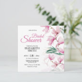 Elegantes modernes Brautparty mit rosafarbenen Blu Einladung (Stehend Vorderseite)
