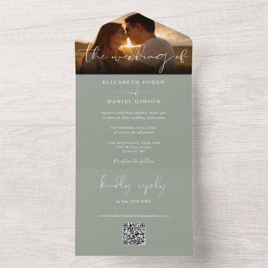 Elegantes, modernes BSG-Foto All In One Einladung (Innen Boden)