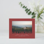 Elegantes modernes Burgund-Rot-Save the Date-Foto Save The Date (Stehend Vorderseite)