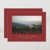 Elegantes modernes Burgund-Rot-Save the Date-Foto Save The Date (Vorne/Hinten)