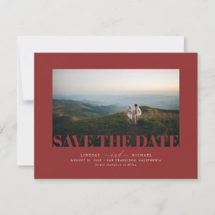 Elegantes modernes Burgund-Rot-Save the Date-Foto Save The Date