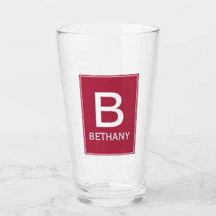 Elegantes modernes burgunderrotes Monogramm Glas