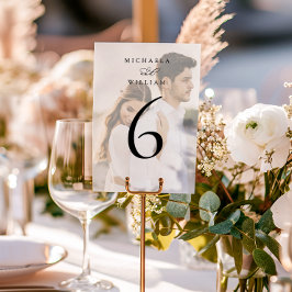 Elegantes modernes Calligrafy Foto Wedding Tischnummer