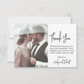 Elegantes, modernes Calligrafy Script-Foto Hochzei Dankeskarte (Vorderseite)