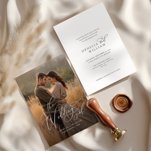 Elegantes, modernes Calligrafy Script-Foto Hochzei Einladung