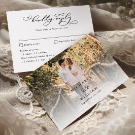Elegantes, modernes Calligrafy Script-Foto Hochzei RSVP Karte