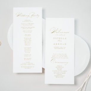 Elegantes, modernes Calligraphy Gold Wedding Progr Programm