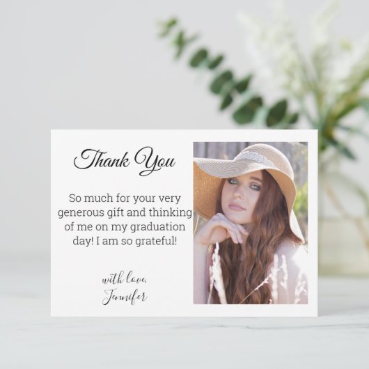 elegantes modernes Chic Dankeschön an Abschluss Fo Karte (Stehend Vorderseite)