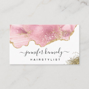 Elegantes modernes Chic Gold Glitter rosa Achatmar Visitenkarte