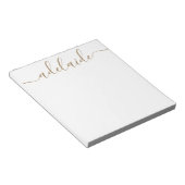Elegantes, modernes Chic Script Gold White Monogra Notizblock (angewinkelt)