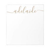 Elegantes, modernes Chic Script Gold White Monogra Notizblock (Vorderseite)