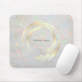 Elegantes modernes Circle Gold, White Opal Mousepad (Mit Mouse)