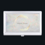 Elegantes modernes Circle Gold, White Opal Visitenkarten Dose<br><div class="desc">Gold Kreis auf weißem opal Hintergrund.</div>