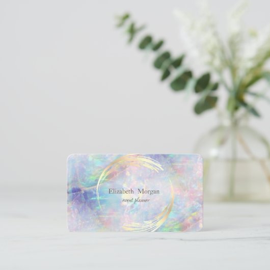 Elegantes modernes Circle Violet, Gold, Opal Visitenkarte (Stehend Vorderseite)