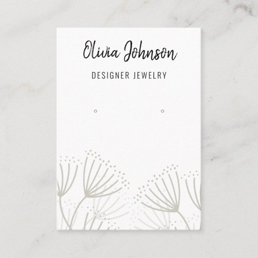 Elegantes, modernes Dandelion Jewelry Earring Disp Visitenkarte (Vorderseite)