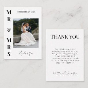 Elegantes modernes Dankeschön zur Hochzeit für Her Mitteilungskarte