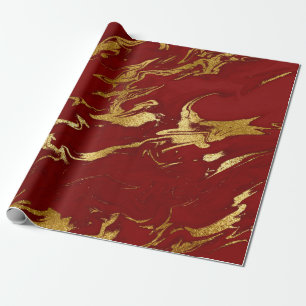 Elegantes, modernes Design aus Gold und rotem Marm Geschenkpapier