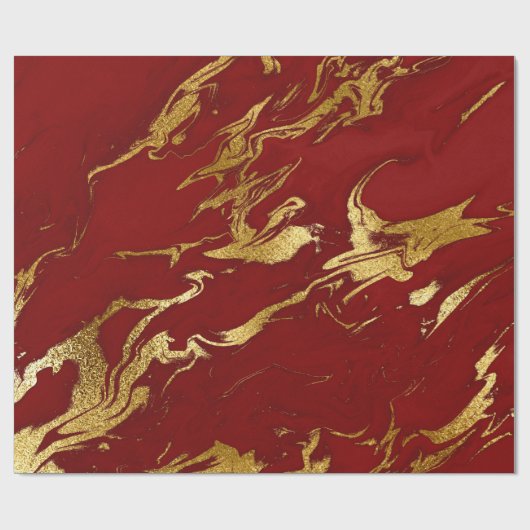 Elegantes, modernes Design aus Gold und rotem Marm Geschenkpapier (Flach)