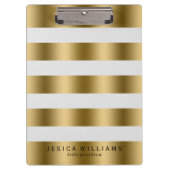 Elegantes modernes Design aus Gold und Weiß Streif Klemmbrett (Vorderseite)