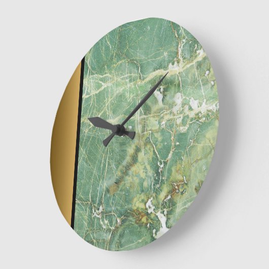Elegantes, modernes Design aus grünem Gold-Marmor Große Wanduhr (Winkel)