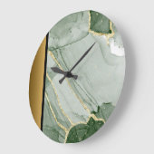 Elegantes, modernes Design aus grünem Gold-Marmor Große Wanduhr (Winkel)