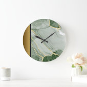 Elegantes, modernes Design aus grünem Gold-Marmor Große Wanduhr (Zuhause)