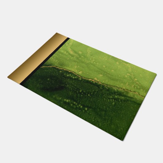 Elegantes, modernes Design aus grünem und goldenem Fußmatte (Schrägansicht)