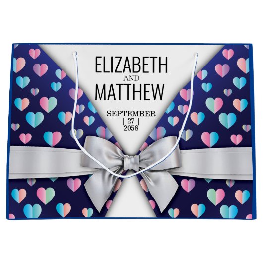 Elegantes modernes Design für Bow und Herz-Speckle Große Geschenktüte (Vorderseite)