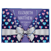 Elegantes modernes Design für Bow und Herz-Speckle Große Geschenktüte (Rückseite)