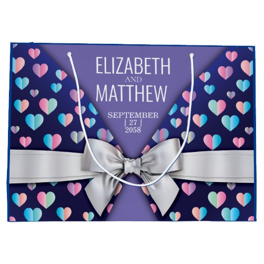 Elegantes modernes Design für Bow und Herz-Speckle Große Geschenktüte (Rückseite)