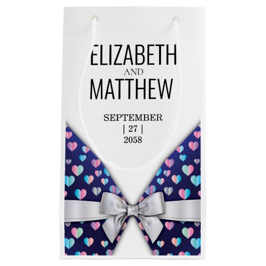 Elegantes modernes Design für Bow und Herz-Speckle Kleine Geschenktüte (Vorderseite)