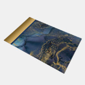 Elegantes, modernes Design in Blau und Gold-Marmor Fußmatte (Schrägansicht)