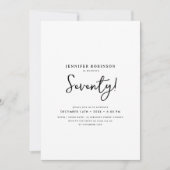 Elegantes, modernes Drehbuch 70. Geburtstag Schwar Einladung (Vorderseite)