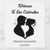 elegantes, modernes Drehbuch-Paar willkommen heiße Weinetikett (Einzelnes Label)