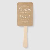 Elegantes, modernes Drehbuch Rustic Kraft Wedding Fächer (Vorderseite)