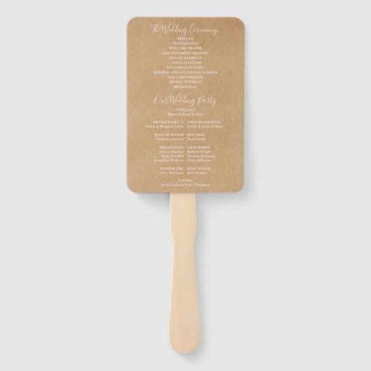Elegantes, modernes Drehbuch Rustic Kraft Wedding  Fächer (Rückseite)