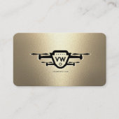 Elegantes, modernes Drone-Operator-Gold-Monogramm Visitenkarte (Vorderseite)