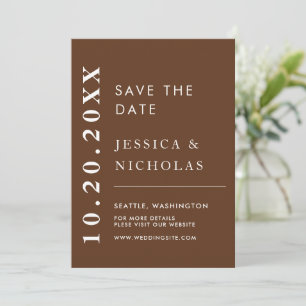 Elegantes modernes dunkelbraunes einfaches Hochzei Save The Date