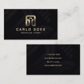 Elegantes, modernes dunkles Logo in Gold Visitenkarte (Vorne/Hinten)