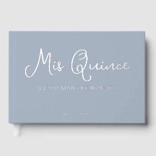 Elegantes, modernes Dusty Blue Foto Quinceañera Gästebuch
