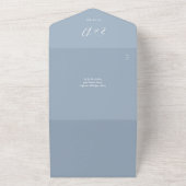 Elegantes, modernes Dusty Blue QR Code Wedding Fot All In One Einladung (Außenbereich)