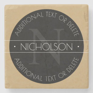 Elegantes modernes editierbares Monogramm Schwarz  Steinuntersetzer