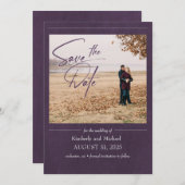 Elegantes, modernes Eggplant Lila Save the Date Fo (Vorne/Hinten)