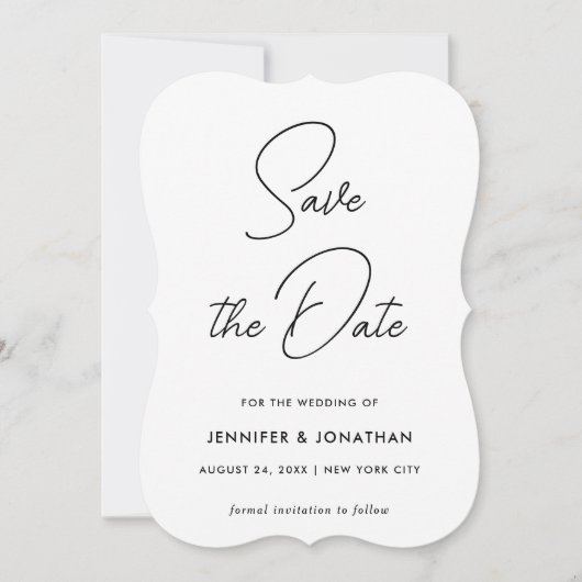 Elegantes modernes einfaches Template Schwarz/Weiß Save The Date (Vorderseite)